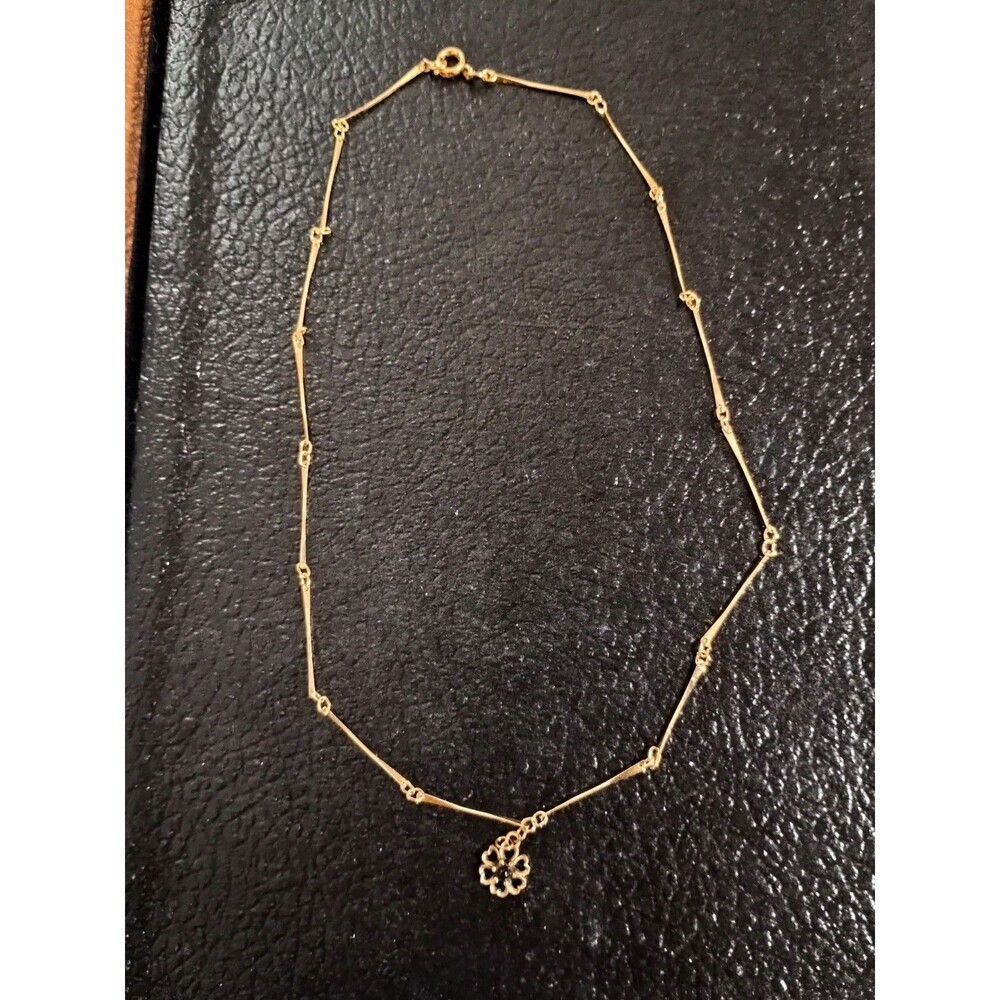 Vintage Gold Tone Flower Necklace With Purple Stone - Picture 3 of 5